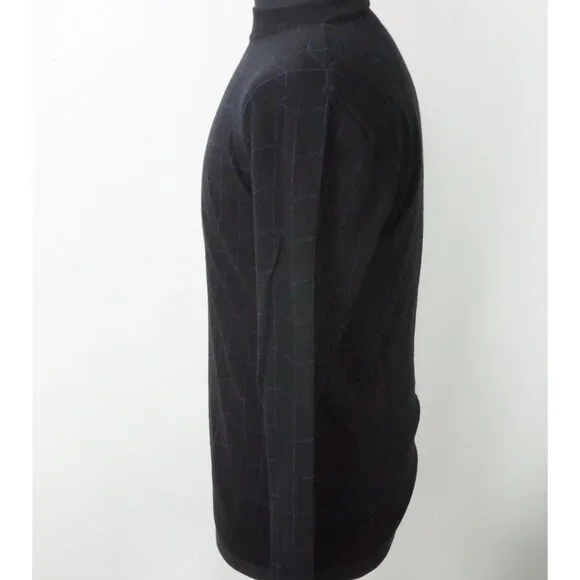 Giorgio Armani Black Label Black Purple Cubic Plaid Wool Woven Sweater Sz 48 NEW